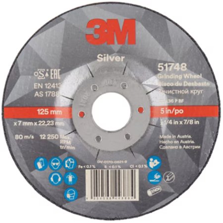 3M Silver Navslipskiva T27 125mm x 7mm x 22.2mm