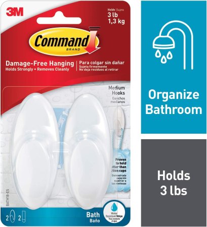 3M Command Medium Badrumskrokar BATH18 2-pack