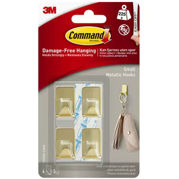3M Command Små Metallkrokar Guld 17032G 4-pack