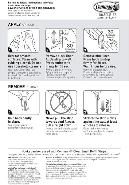 Command Liten Transparent Ståltrådskrok 17067CLR 3-pack