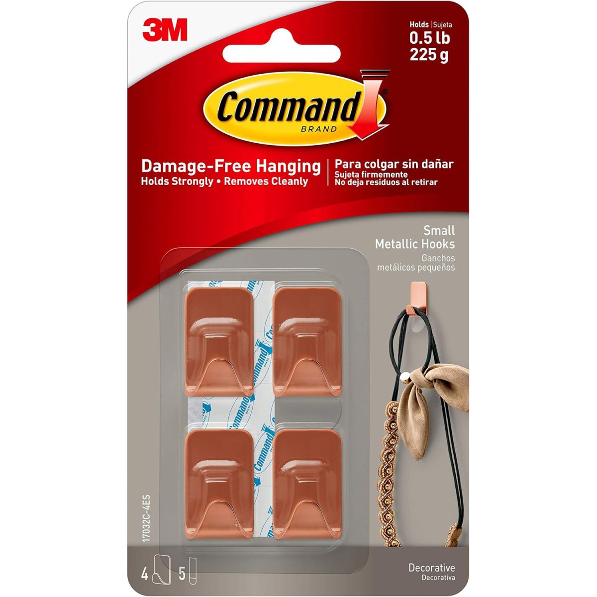 3M Command Små Metallkrokar Koppar 17032C 4-pack