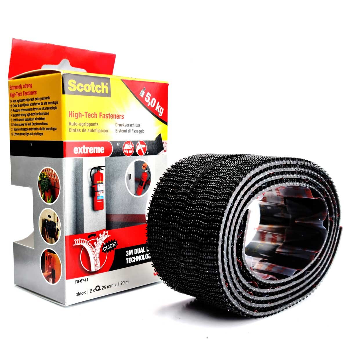 3M Scotch Extreme Självhäftande Kardborreband Svart