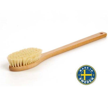 Svensktillverkad badborste som skrubbar och rengör. 