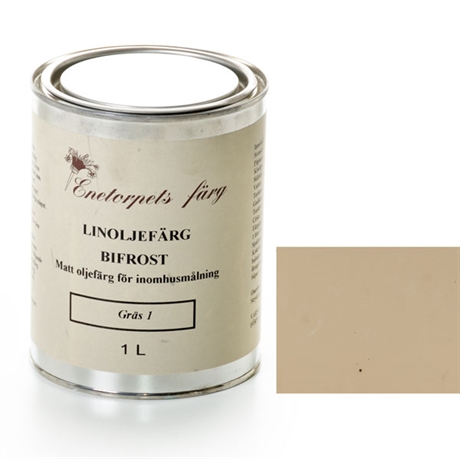 Bifrost Mylla 3 är en beige linoljefärg utvecklad för målning av väggar, golv och snickerier inomhus. Bifrost är en helmatt vattenbaserad linoljefärgsemulsion med mycket god slitstyrka och hållbarhet.