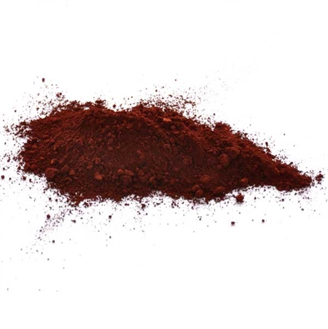 Mörkrött färgpigment i pulverform till färgtillverkning mm.