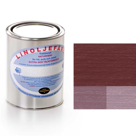 Caput Mortuum linoljefärg för målning av trä, gipsskivor, metall, glas, puts, tegel, målade ytor och tapeter både interiört och exteriört. Linoljefärg är en miljövänlig målarfärg med mycket god hållbarhet, slitstyrka och täckförmåga. Linoljefärg fäster på